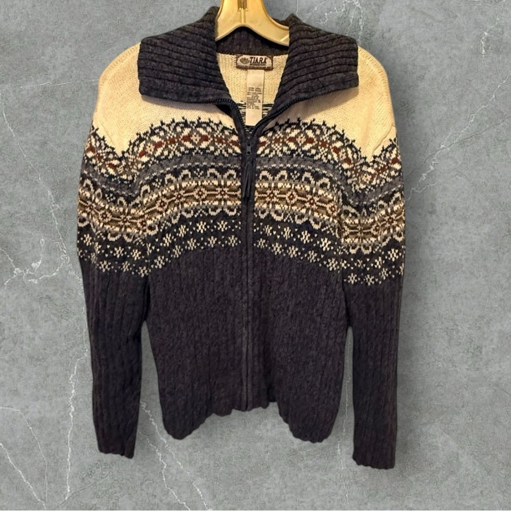 Vintage Tiara International Zip Cardigan Sweater